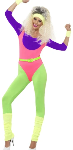 80-luvun jumppa-asu neon S