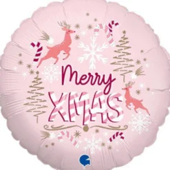 Merry XMAS vaaleanpunainen foliopallo