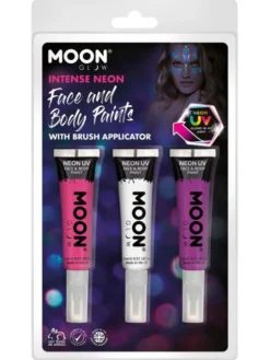 Moon UV kasvoväri siveltimellä pinkki/valkoinen/violetti 15 ml 3 kpl/pkt