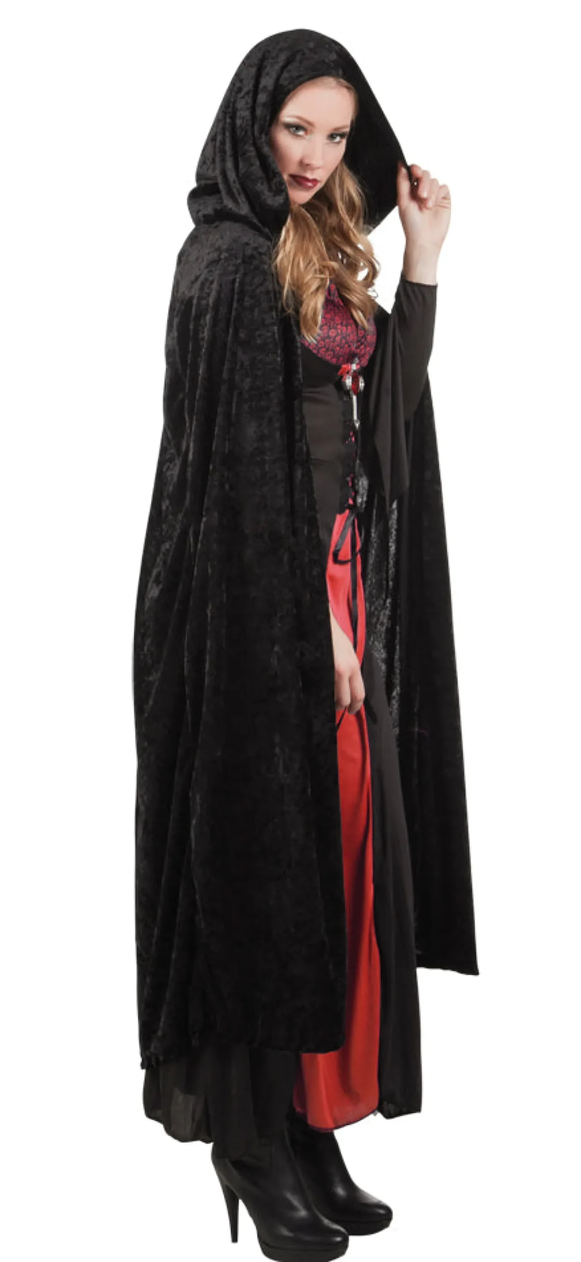 Musta viitta hupulla 170 cm