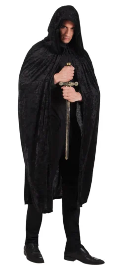 Musta viitta hupulla 170 cm