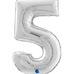 Numerofolio 5 hopeanvärinen 70 cm