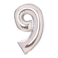 Numerofolio 9 hopeanvärinen 66 cm