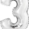 Numerofolio 3 hopeanvärinen puhallettava 35 cm