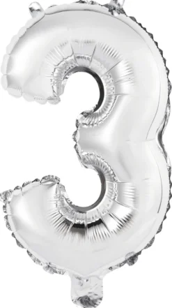 Numerofolio 3 hopeanvärinen puhallettava 35 cm