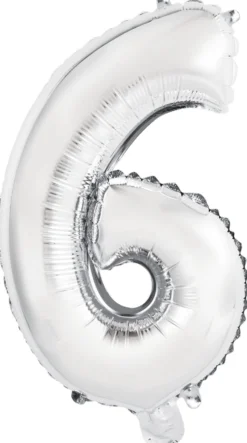 Numerofolio 6 hopeanvärinen puhallettava 35 cm