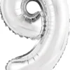Numerofolio 9 hopeanvärinen puhallettava 35 cm
