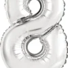 Numerofolio 8 hopeanvärinen puhallettava 35 cm