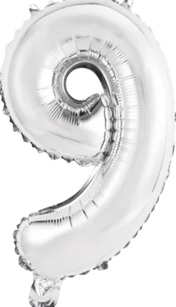 Numerofolio 9 hopeanvärinen puhallettava 35 cm