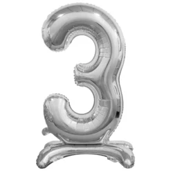 Numerofolio 3 jalustalla hopeanvärinen 74 cm