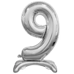 Numerofolio 9 jalustalla hopeanvärinen 74 cm