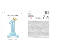 Numerofolio 1 jalustalla vaaleansininen kruunulla 84 cm