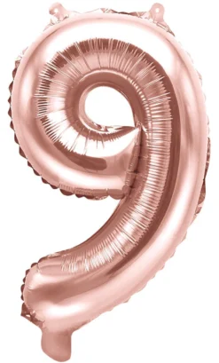 Numerofolio 9 ruusukullanvärinen ilmatäytteinen 35 cm