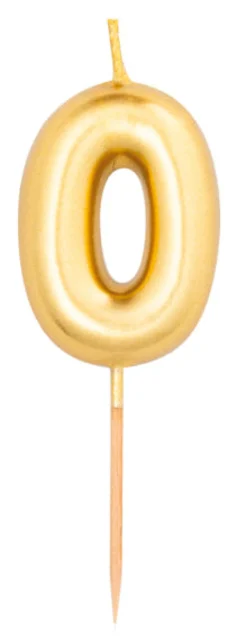 Numerokynttilä 0 kullanvärinen