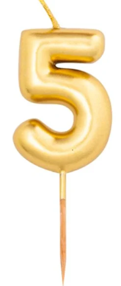 Numerokynttilä 5 kullanvärinen