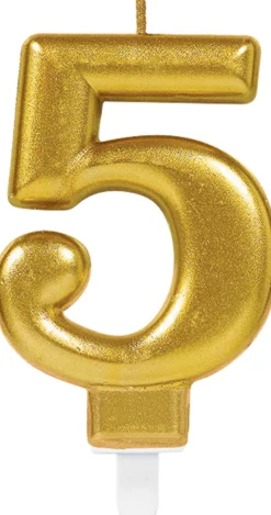 Numerokynttilä 5 kullanvärinen