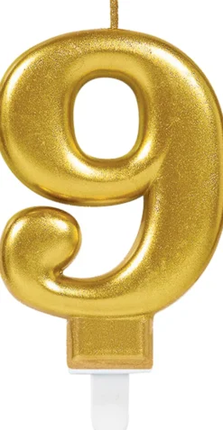 Numerokynttilä 9 kullanvärinen