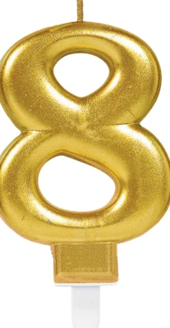 Numerokynttilä 8 kullanvärinen