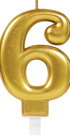 Numerokynttilä 6 kullanvärinen