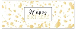 Onnittelukortti 21 x 8 cm - Happy Birthday kullanvärinen