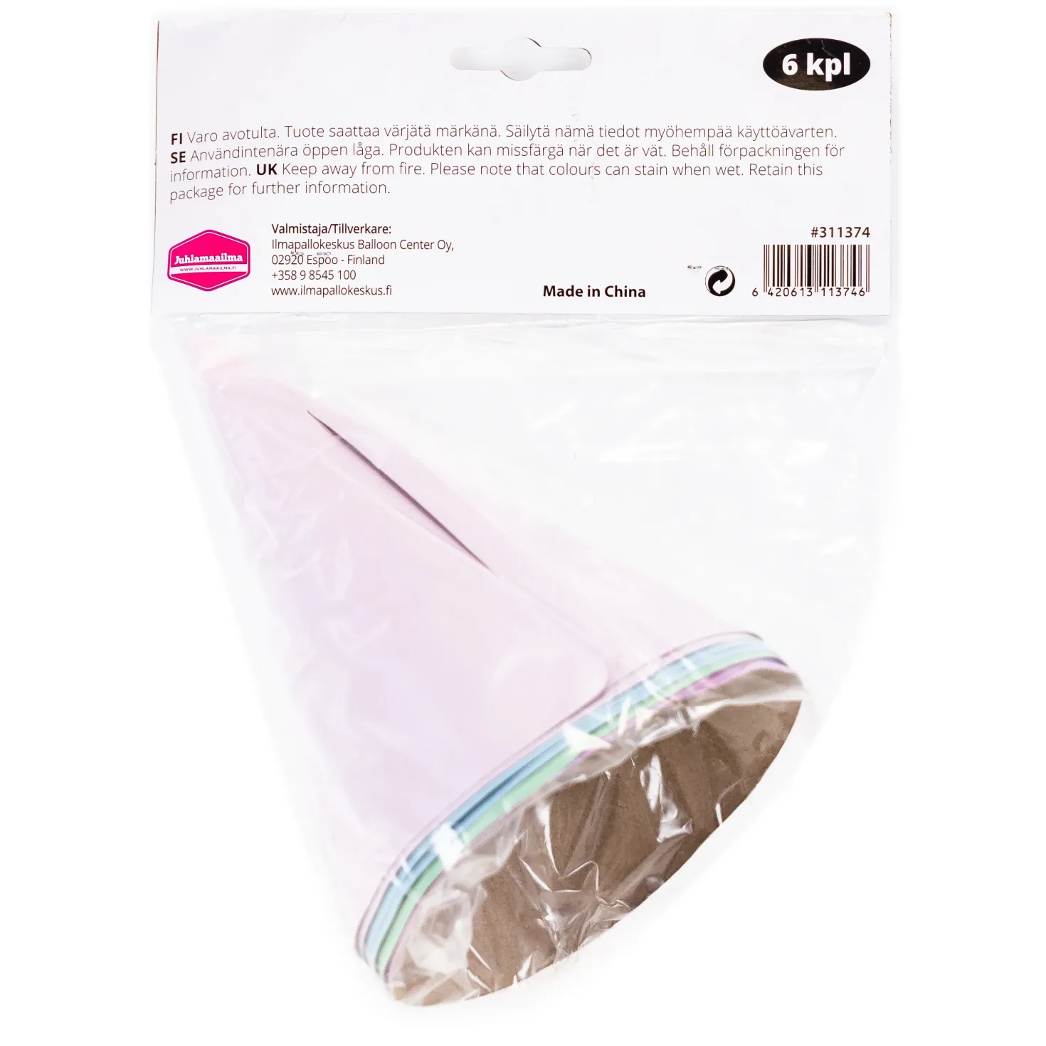 Pahvihattu pastelli, värisekoitus 6 kpl/pkt