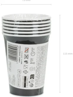 Pahvimuki musta, 250 ml 6 kpl/pkt
