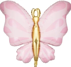 Perhonen muotofoliopallo pinkki