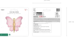 Perhonen muotofoliopallo pinkki