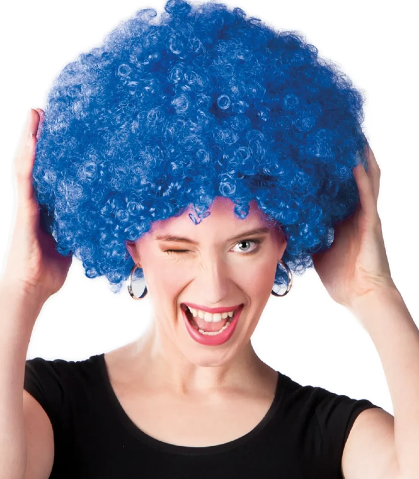 Peruukki afro, sininen