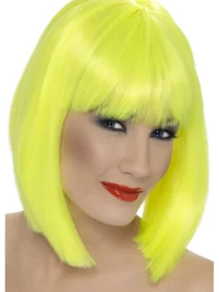 Peruukki Glam neon keltainen otsahiuksilla