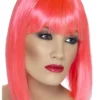 Peruukki Glam, neon pinkki polkka otsahiuksilla