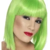 Peruukki Glam neon vihreä otsahiuksilla
