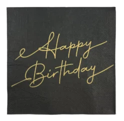 Pieni lautasliina Happy Birthday musta 25 x 25 cm 20 kplt/pkt