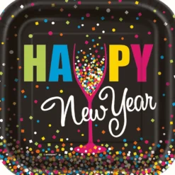 Pieni neliöpahvilautanen Happy New Year 10 kpl/pkt