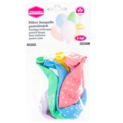 Pilkut ilmapallo 30cm pastellivärit 5 kpl/pss