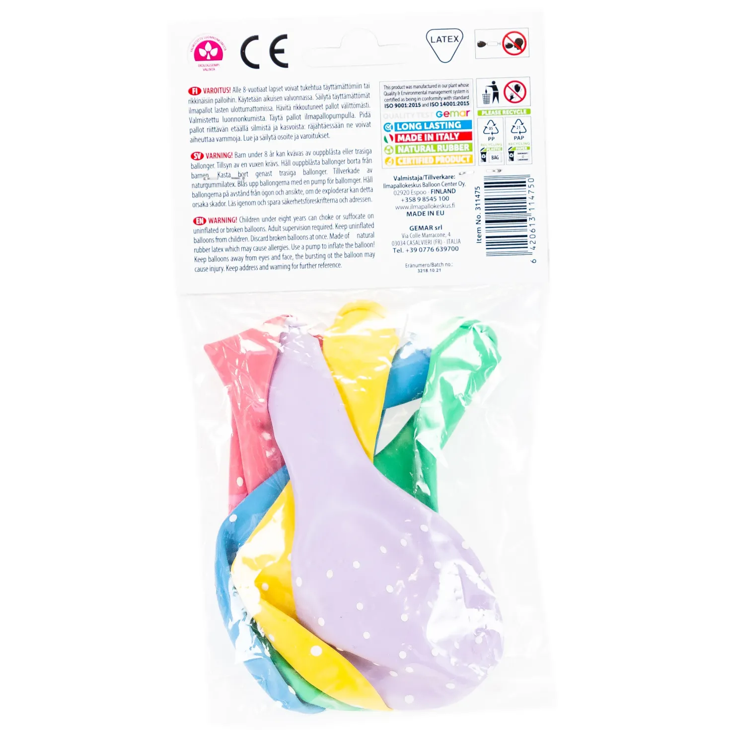Pilkut ilmapallo 30cm pastellivärit 5 kpl/pss