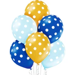 Polkadots ilmapallo 30 cm sinisen ja kullansävyt 6 kpl/pkt