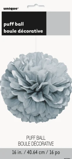 Pom Pom hopeanvärinen koriste, halk. 41,6 cm