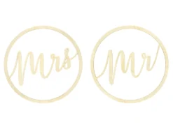 Puinen hääkoriste Mr ja Mrs 38 cm