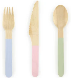 Puiset aterimet pastellivärit 3x6 kpl /pkt