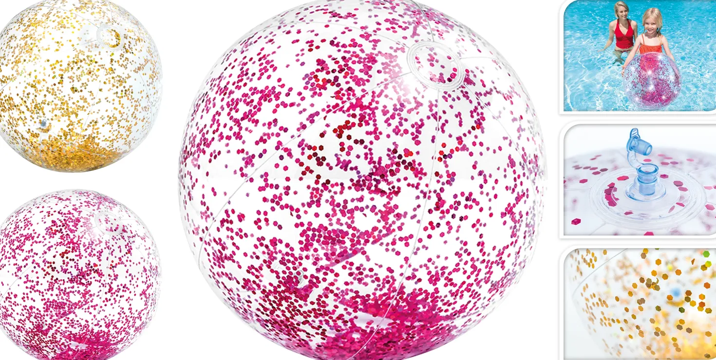 Rantapallo kimalle 51 cm 1 kpl/pkt, pinkki tai kullanvärinen