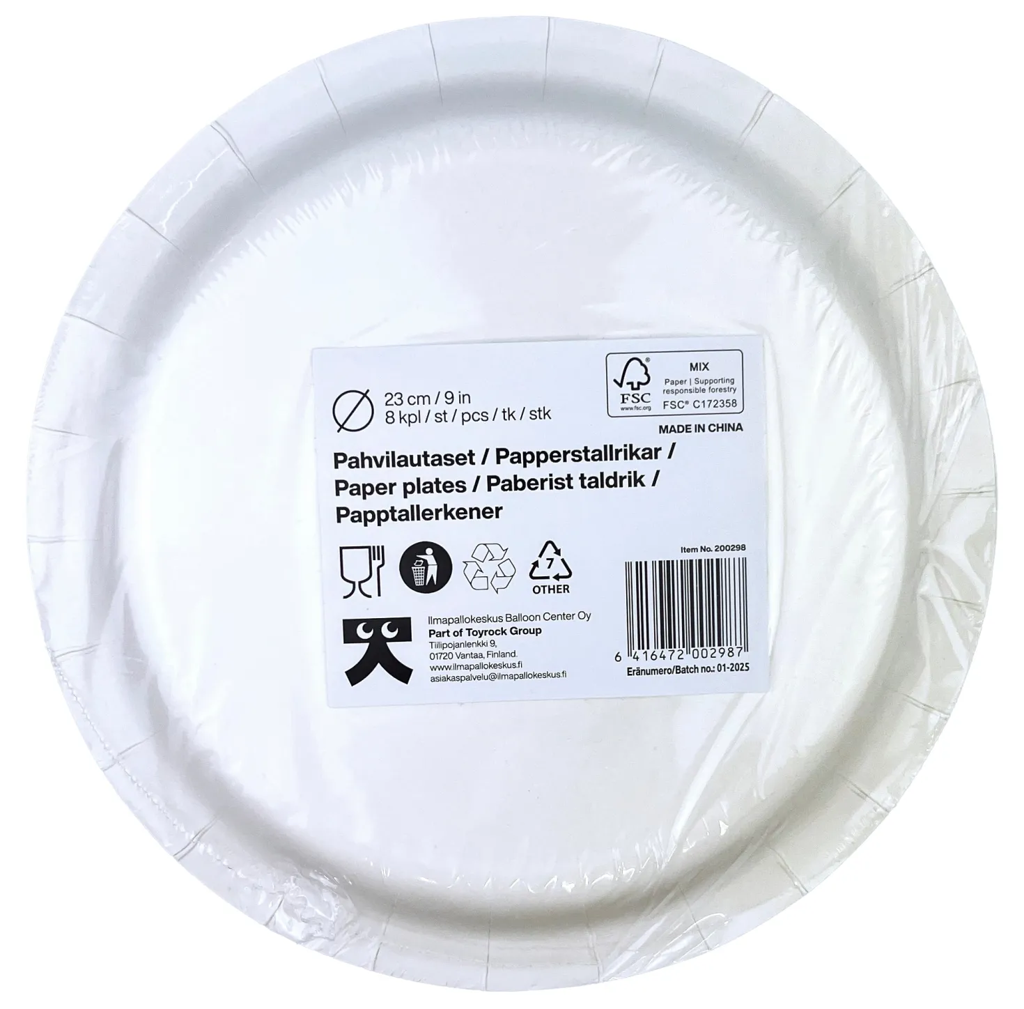 Rapu pahvilautanen 23 cm 8 kpl/pkt