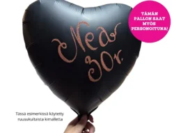 Satiinimusta sydän foliopallo