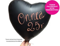 Satiinimusta sydän tavallinen foliopallo