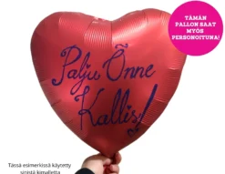 Satiinitummanpunainen sydän foliopallo