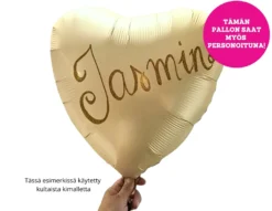 Satiinivaaleankeltainen sydän foliopallo