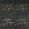 Suuri lautasliina Happy Birthday musta 33 x 33 cm 20 kpl/pkt