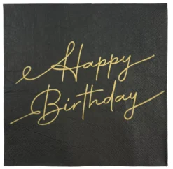 Suuri lautasliina Happy Birthday musta 33 x 33 cm 20 kpl/pkt