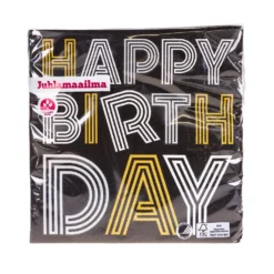Suuri lautasliina Happy Birthday 33 x 33 cm 20 kpl/pkt