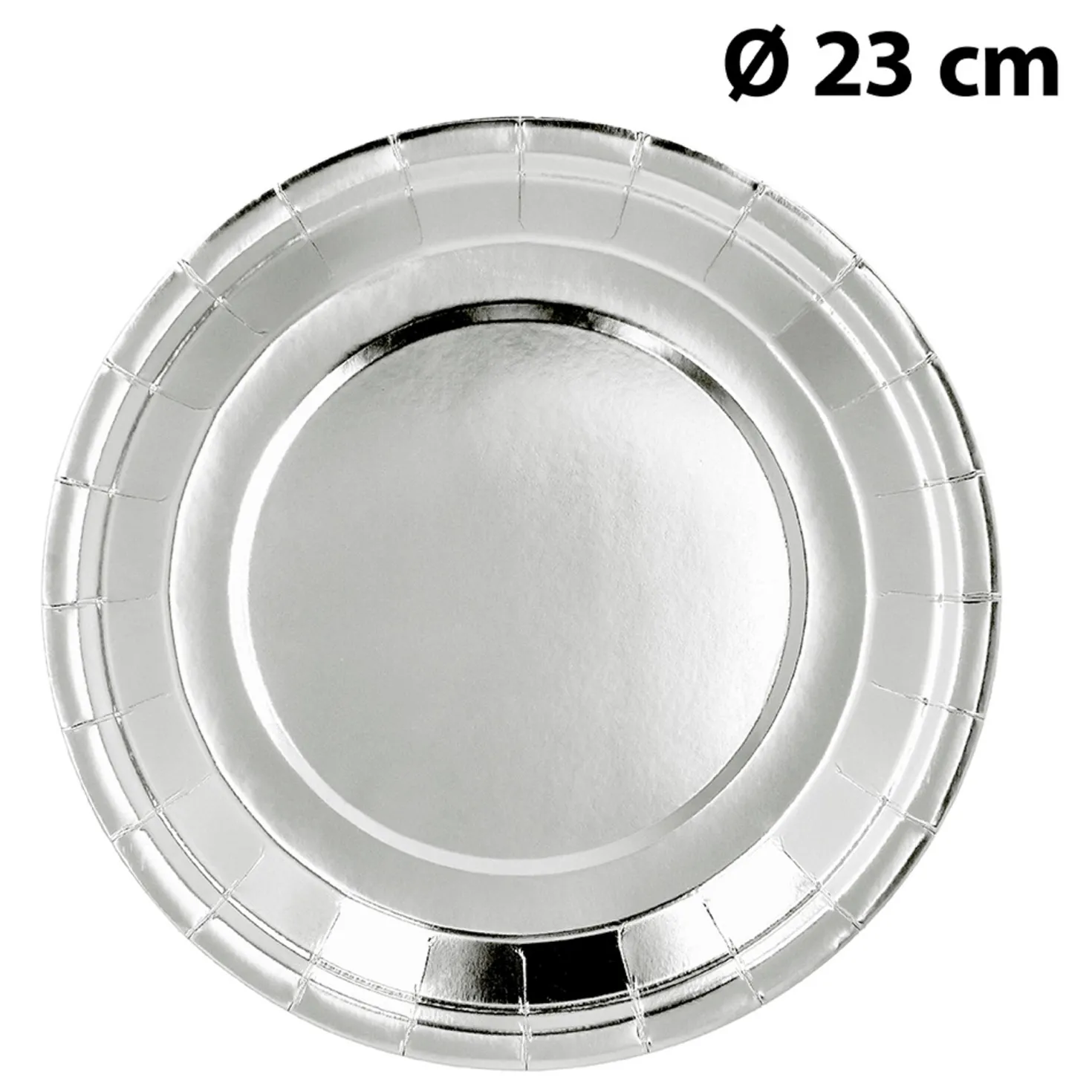 Suuri pahvilautanen hopeanvärinen 23 cm 6 kpl/pkt